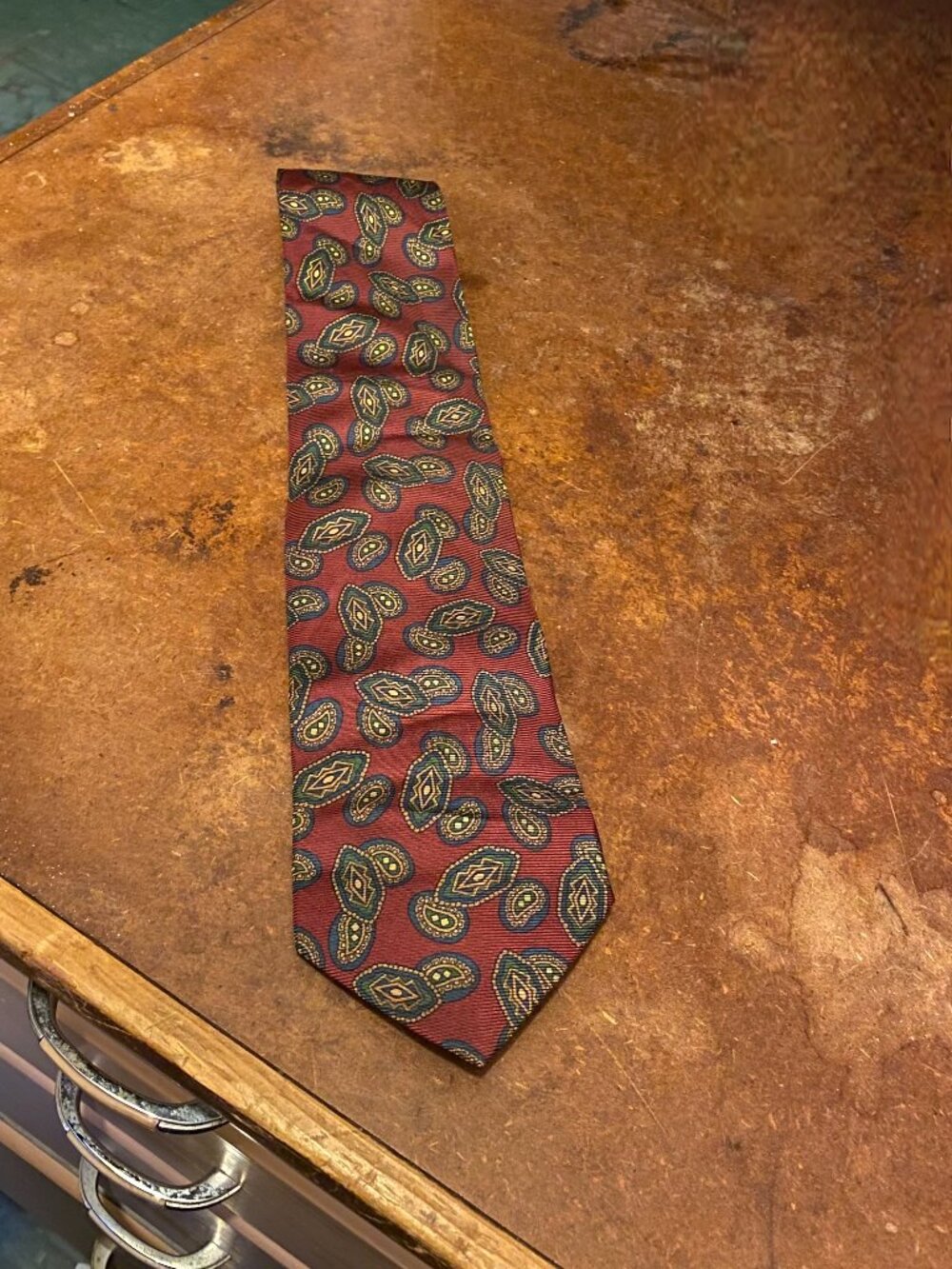 Vintage 1980s Abercrombie & Fitch Tie Paisley Burgundy 100% Silk Made in USA